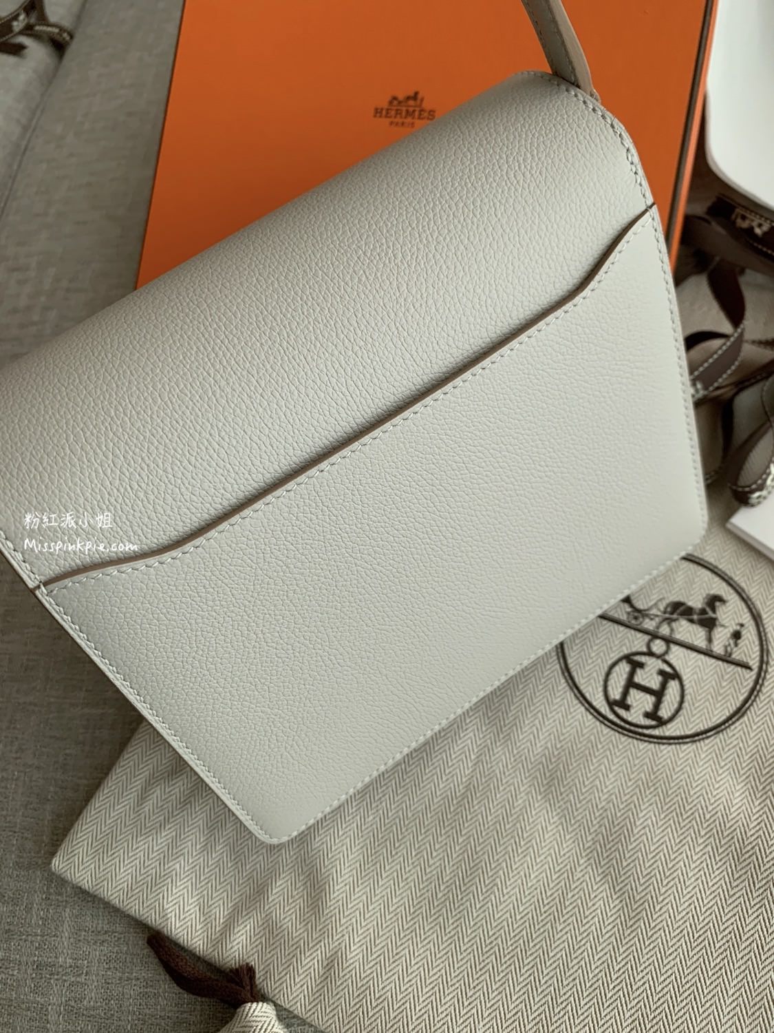 Hermes Roulis mini 愛馬仕珍珠灰豬鼻子包包 - 第6張圖